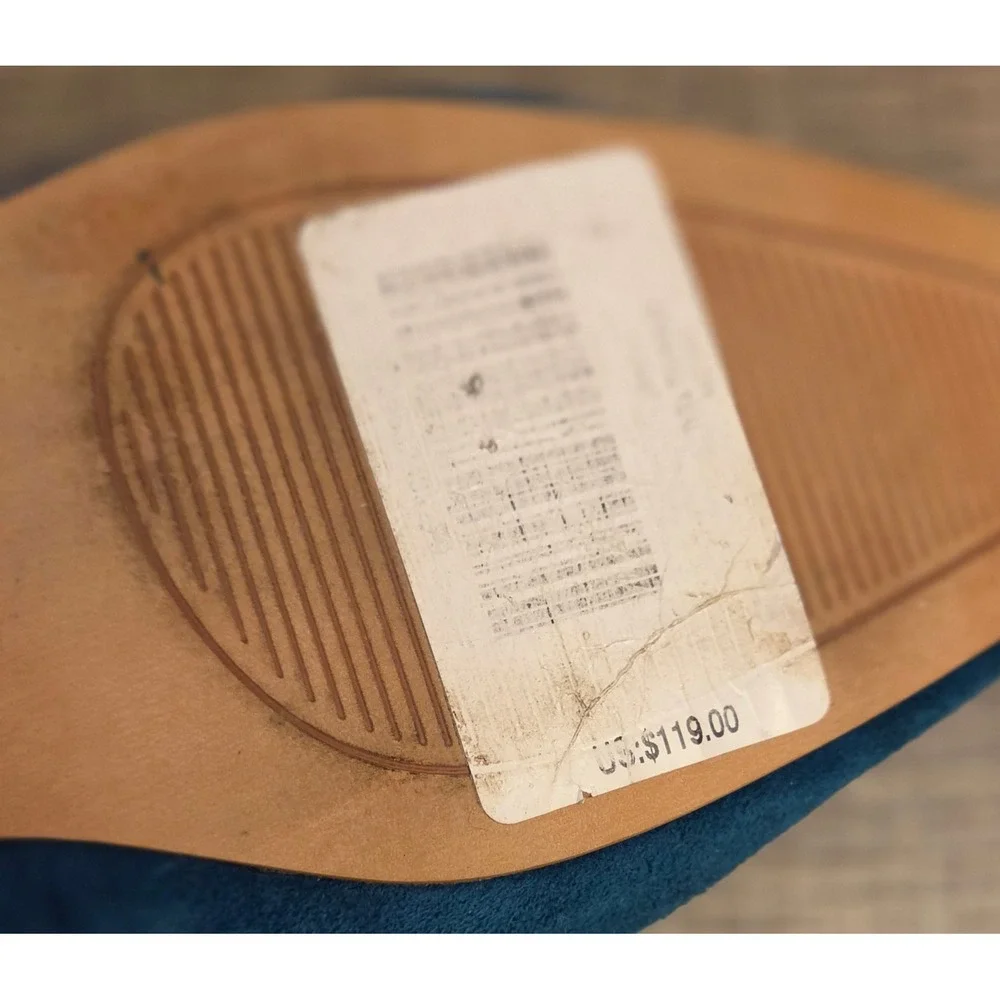 Chico's Striking Teal Faux Fur Penny‎ Flats Womens Size 8